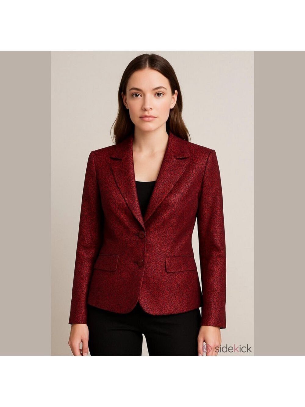 APT. 9 Women’s Red and Black Jacquard Satin Blazer NWOT